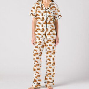 Katie Kime Austin Toile Pajama Pants Set in Burnt Orange Size XL